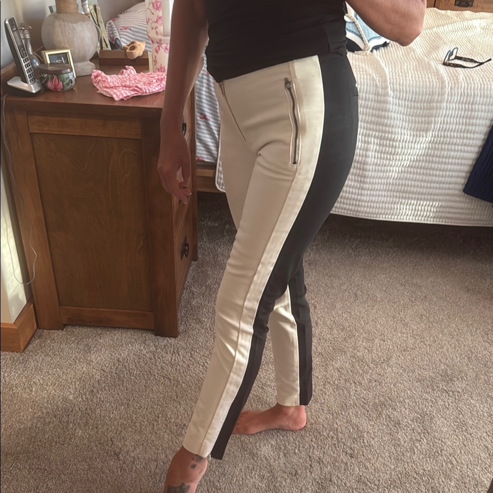 Banana Republic Two-Tone Cream and Black Slim Leg Pants